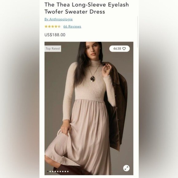 NWT Size MP - The Thea Long-Sleeve Eyelash Twofer Sweater Dress (NWT US$ 188) - Picture 15 of 15